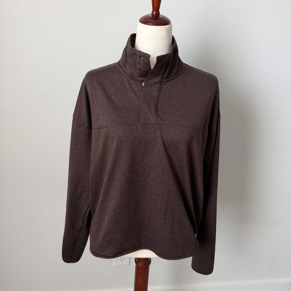 Yogalicious Funnel Neck Snap Pullover Crop Sweatshirt